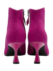 Lotus Pink Kitten Heel Zip Up Ankle Boots - Image 3 of 4