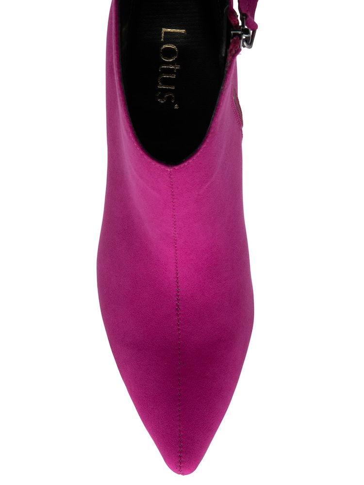 Lotus Pink Kitten Heel Zip Up Ankle Boots - Image 4 of 4