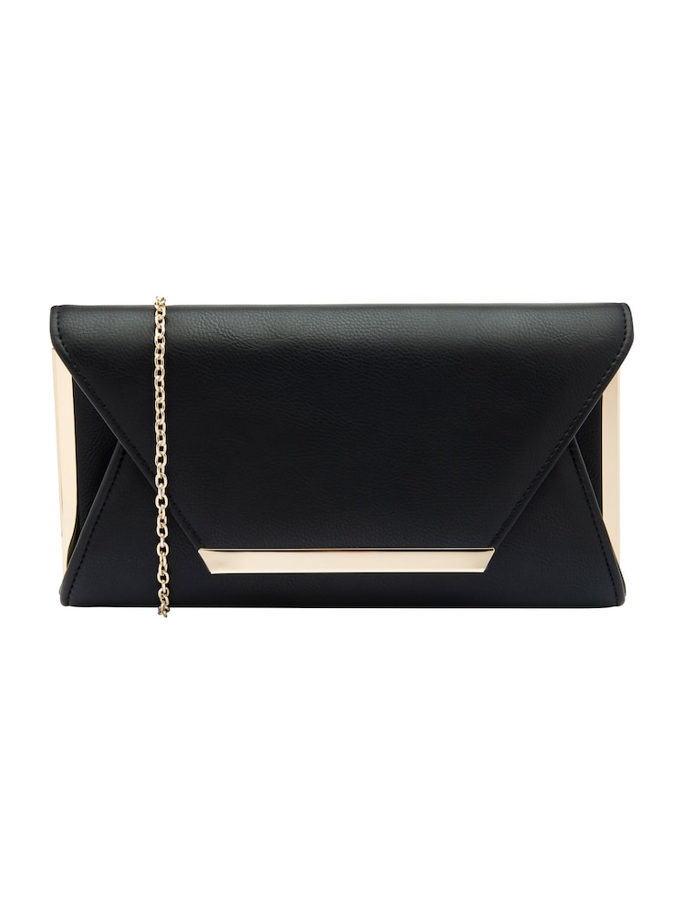 Lotus Black Clutch Bag with Chain - Image 1 of 4
