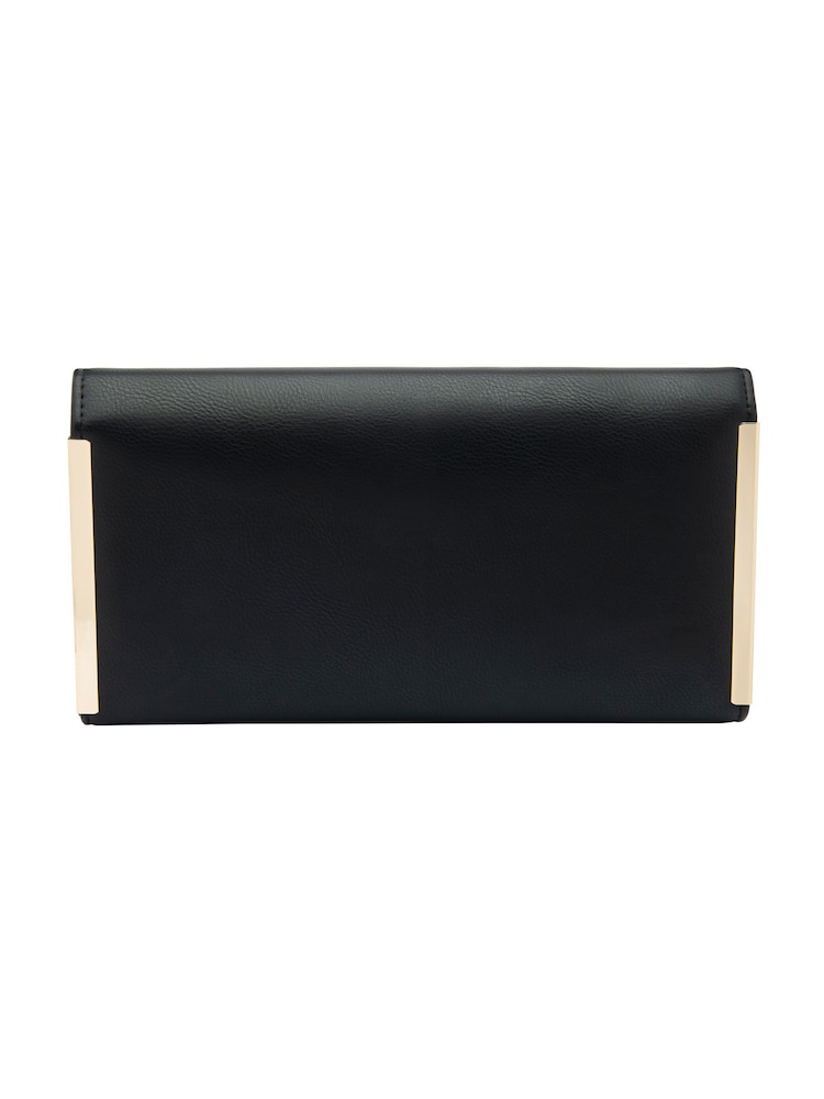 Lotus Black Clutch Bag with Chain - Image 2 of 4
