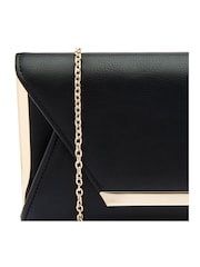 Lotus Black Clutch Bag with Chain - Image 3 of 4