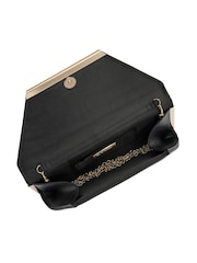 Lotus Black Clutch Bag with Chain - Image 4 of 4