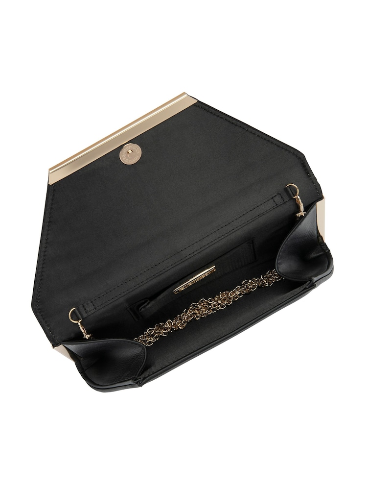 Lotus Black Clutch Bag with Chain - Image 4 of 4