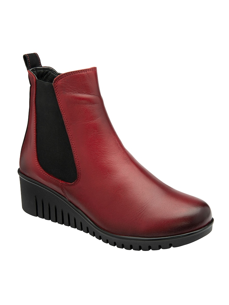 Lotus Red Leather Pull-On Wedge Boots - Image 1 of 4