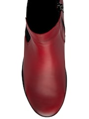 Lotus Red Leather Pull-On Wedge Boots - Image 4 of 4