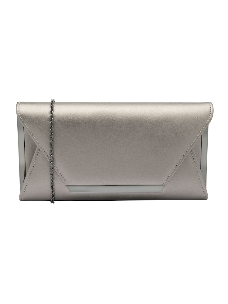 Lotus Grey Clutch Bag with Chain - Image 1 of 4