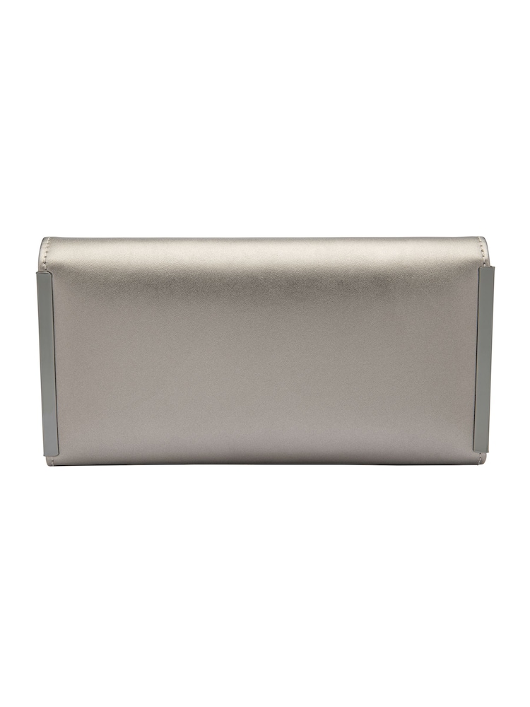 Lotus Grey Clutch Bag with Chain - Image 2 of 4