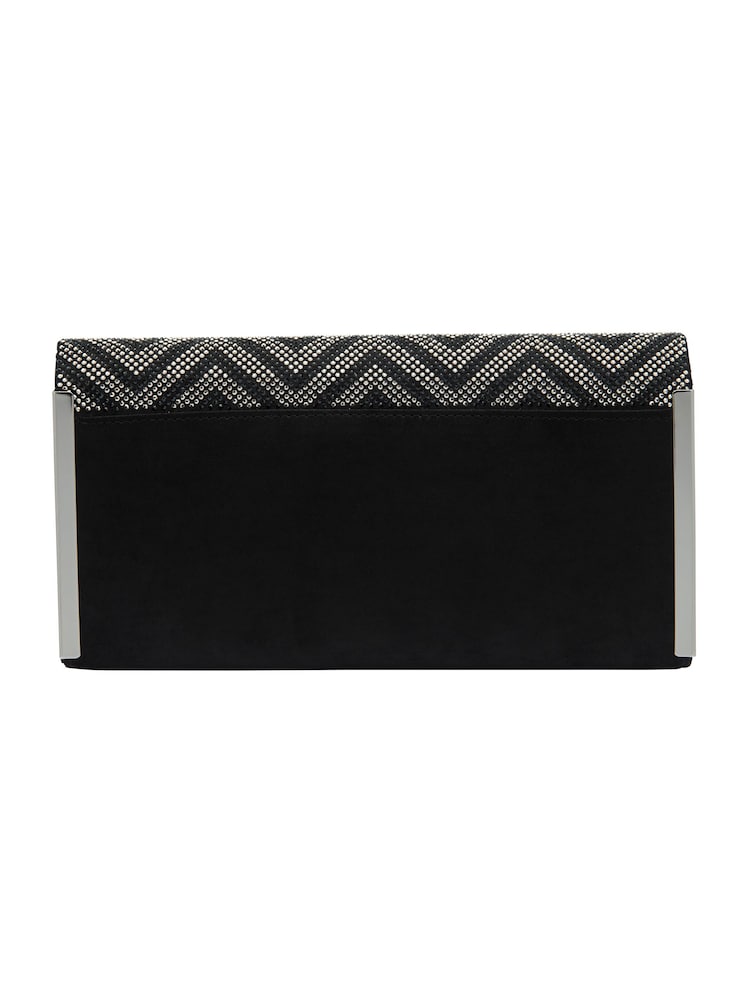 Lotus Black Clutch Bag with Chain - Image 2 of 4 Lotus Black Clutch Bag with Chain - Image 2 of 4