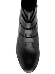 Lotus Black Leather Block Heel Ankle Boots - Image 4 of 4