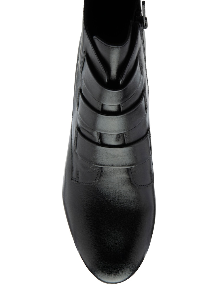 Lotus Black Leather Block Heel Ankle Boots - Image 4 of 4