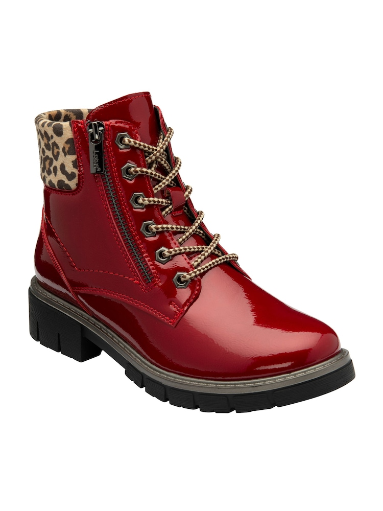 Lotus Red Patent Ankle Boots - Image 1 of 4