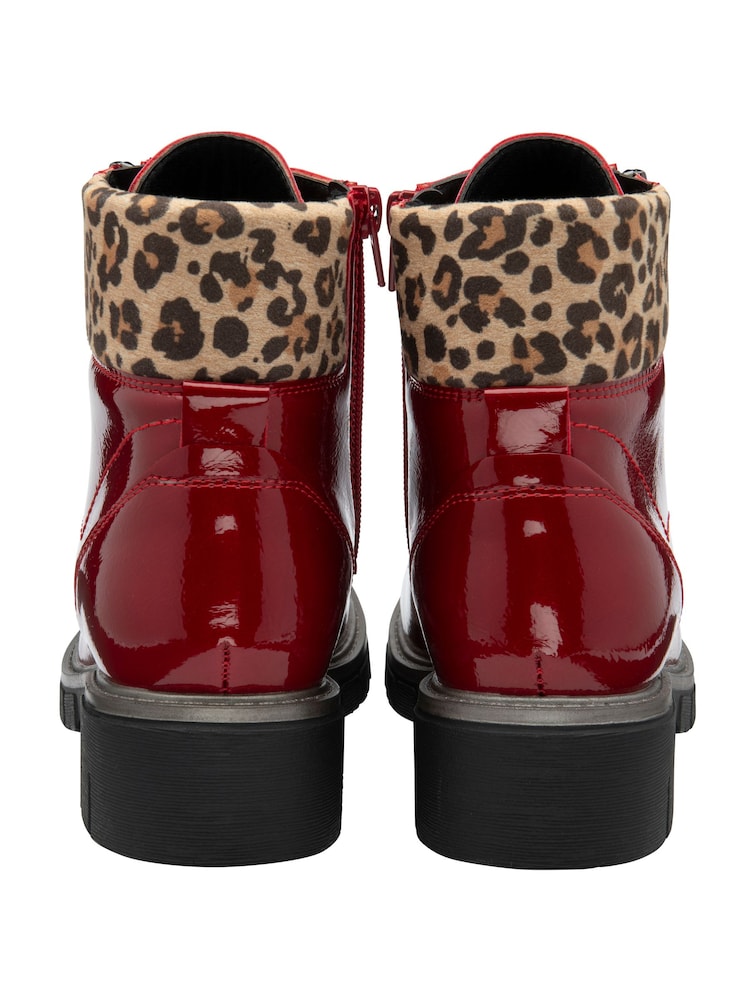 Lotus Red Patent Ankle Boots - Image 3 of 4