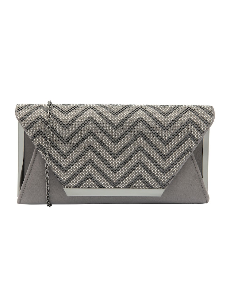 Lotus Grey Clutch Bag with Chain - Image 1 of 4
