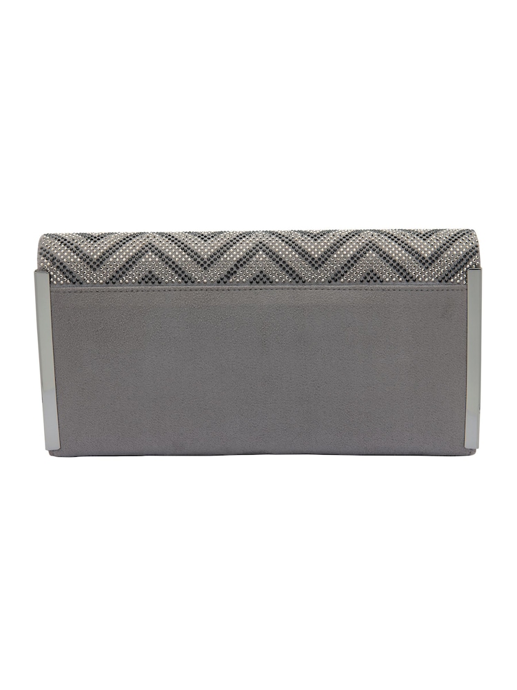 Lotus Grey Clutch Bag with Chain - Image 2 of 4