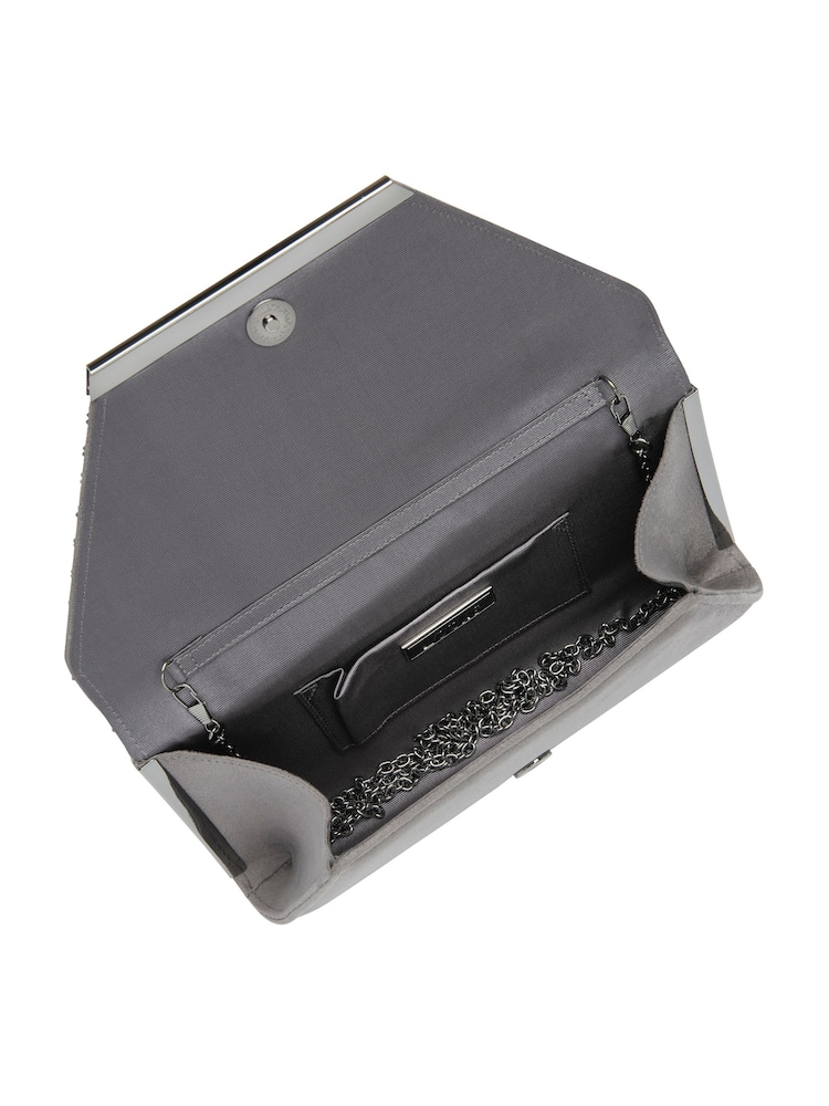 Lotus Grey Clutch Bag with Chain - Image 4 of 4