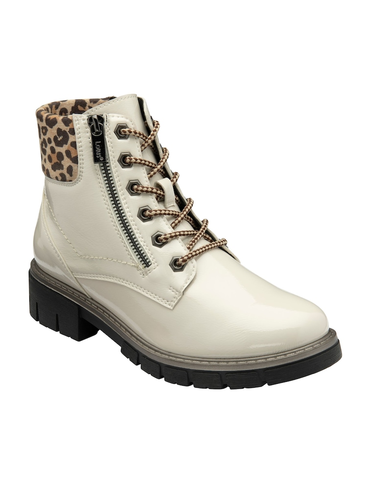 Lotus White Patent Ankle Boots - Image 1 of 4 Lotus White Patent Ankle Boots - Image 1 of 4
