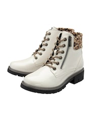 Lotus White Patent Ankle Boots - Image 2 of 4