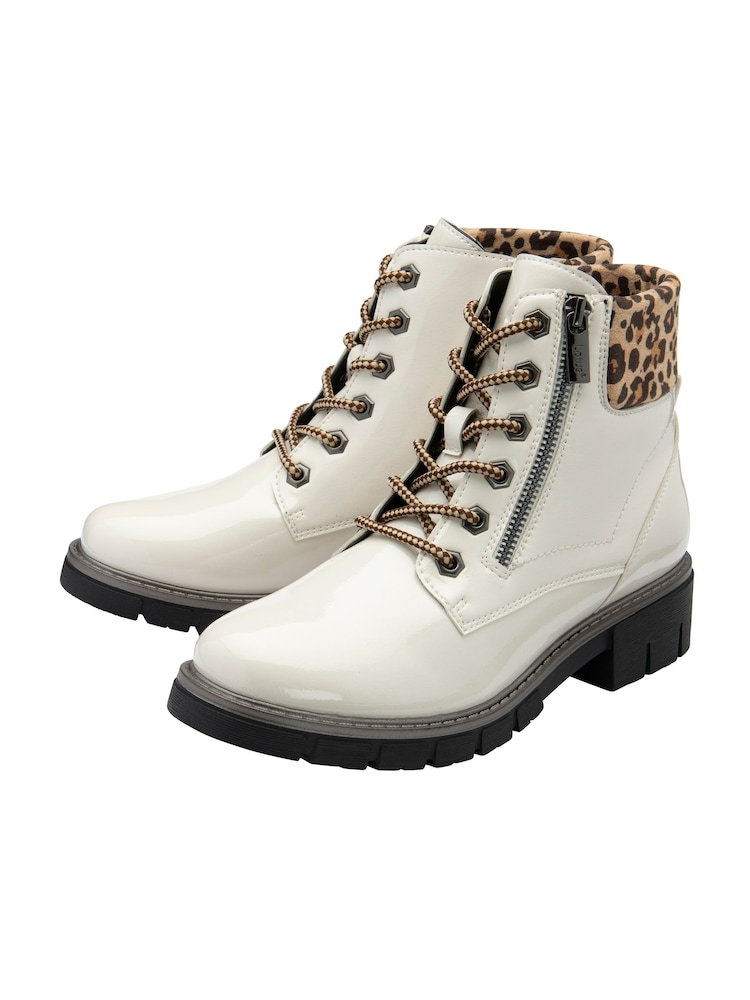 Lotus White Patent Ankle Boots - Image 2 of 4