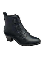 Lotus Blue Leather Block Heel Ankle Boots - Image 1 of 4