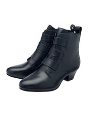 Lotus Blue Leather Block Heel Ankle Boots - Image 2 of 4