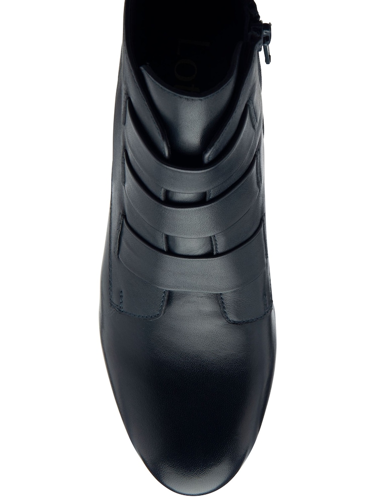 Lotus Blue Leather Block Heel Ankle Boots - Image 4 of 4