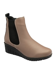 Lotus Grey Leather Pull-On Wedge Boots - Image 1 of 4