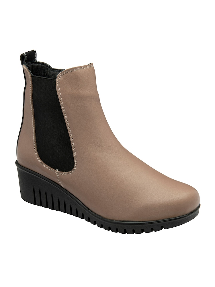 Lotus Grey Leather Pull-On Wedge Boots - Image 1 of 4