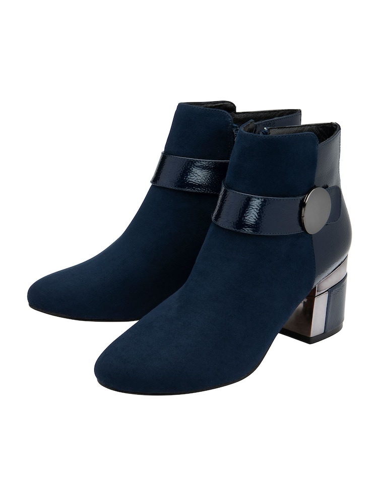 Lotus Blue Heeled Ankle Boots - Image 2 of 4
