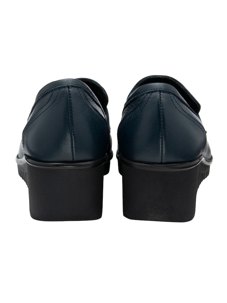 Lotus Blue Leather Slip-On Wedge Shoes - Image 3 of 4