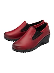 Lotus Red Leather Slip-On Wedge Shoes - Image 2 of 4