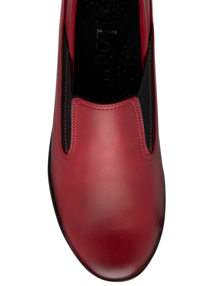 Lotus Red Leather Slip-On Wedge Shoes - Image 4 of 4