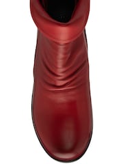 Lotus Red Leather Wedge Ankle Boots - Image 4 of 4