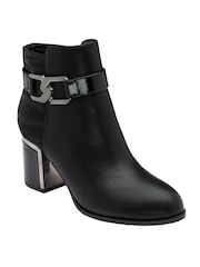 Lotus Black Ground Patent Lace-Up Ankle Boots - Image 1 of 4