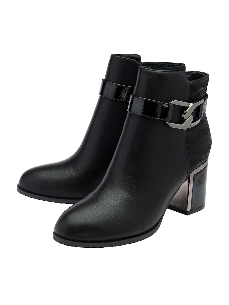 Lotus Black Ground Patent Lace-Up Ankle Boots - Image 2 of 4