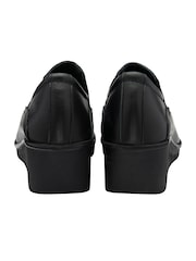 Lotus Black Leather Slip-On Wedge Shoes - Image 3 of 4