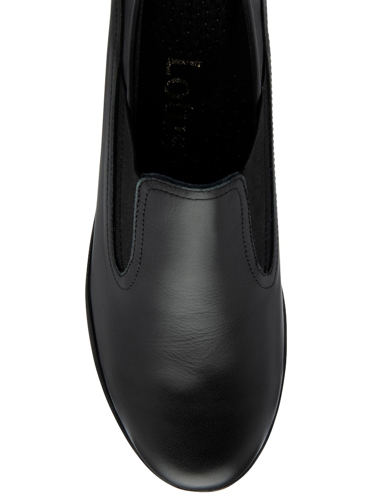Lotus Black Leather Slip-On Wedge Shoes - Image 4 of 4