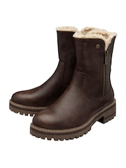 Lotus Brown Zip-Up Ankle Boots - Image 2 of 4
