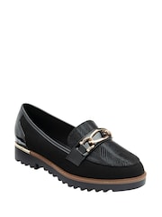 Lotus Black Cleated Sole Loafers - Image 1 of 4