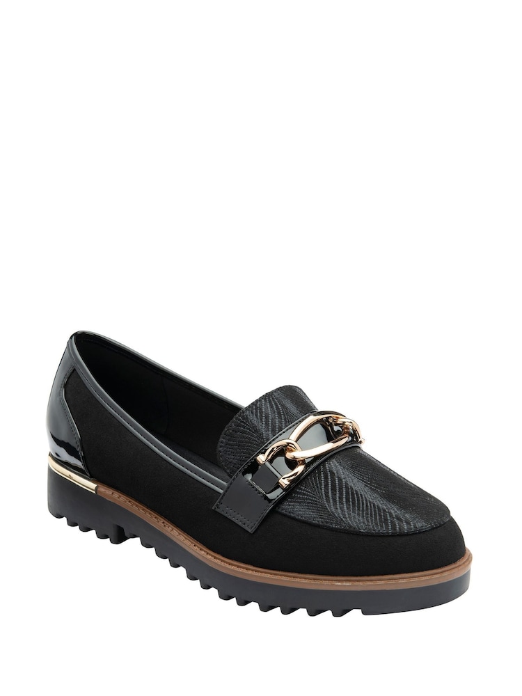 Lotus Black Cleated Sole Loafers - Image 1 of 4