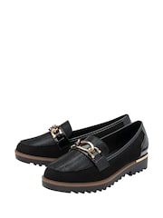 Lotus Black Cleated Sole Loafers - Image 2 of 4
