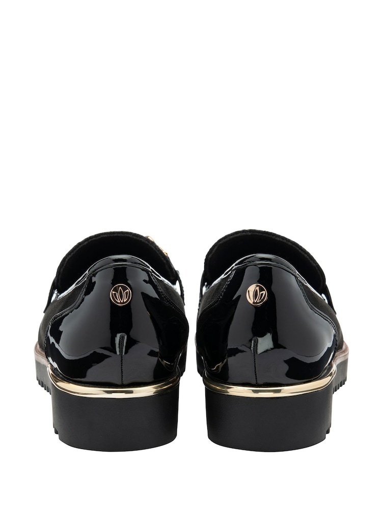 Lotus Black Cleated Sole Loafers - Image 3 of 4
