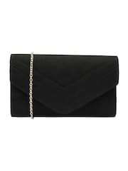 Lotus Black Clutch Bag with Chain - Image 1 of 4