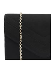 Lotus Black Clutch Bag with Chain - Image 3 of 4