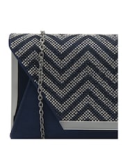 Lotus Blue Clutch Bag with Chain - Image 3 of 4