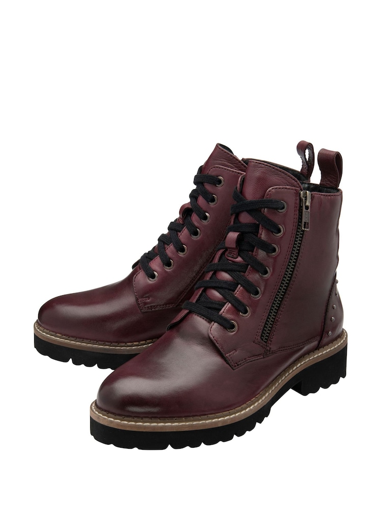 Lotus Purple Leather Ankle Boots - Image 2 of 4