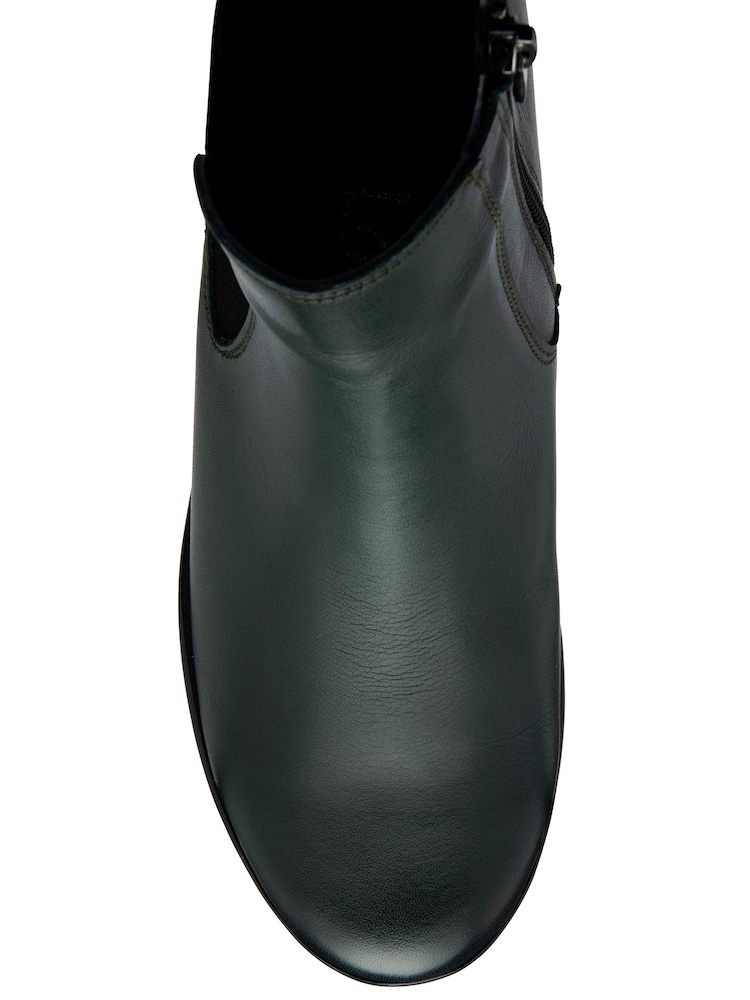 Lotus Green Leather Pull-On Wedge Boots - Image 4 of 4