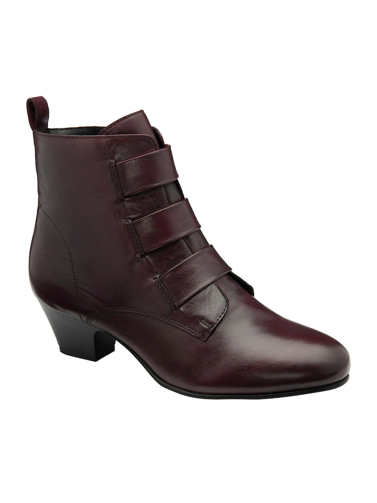 Lotus Purple Leather Block Heel Ankle Boots - Image 1 of 4