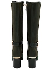 Lotus Green Leather Wedge Mid-Calf Boots - Image 3 of 4