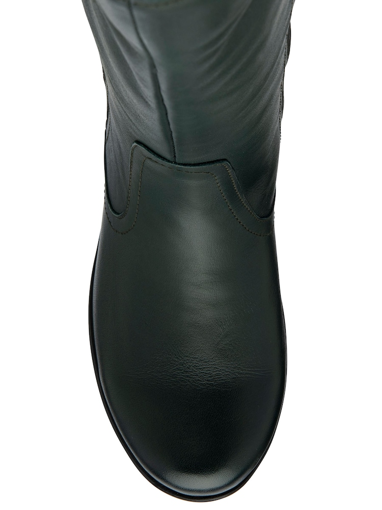 Lotus Green Leather Wedge Mid-Calf Boots - Image 4 of 4