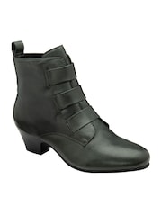 Lotus Grey Leather Block-Heel Ankle Boots - Image 1 of 4